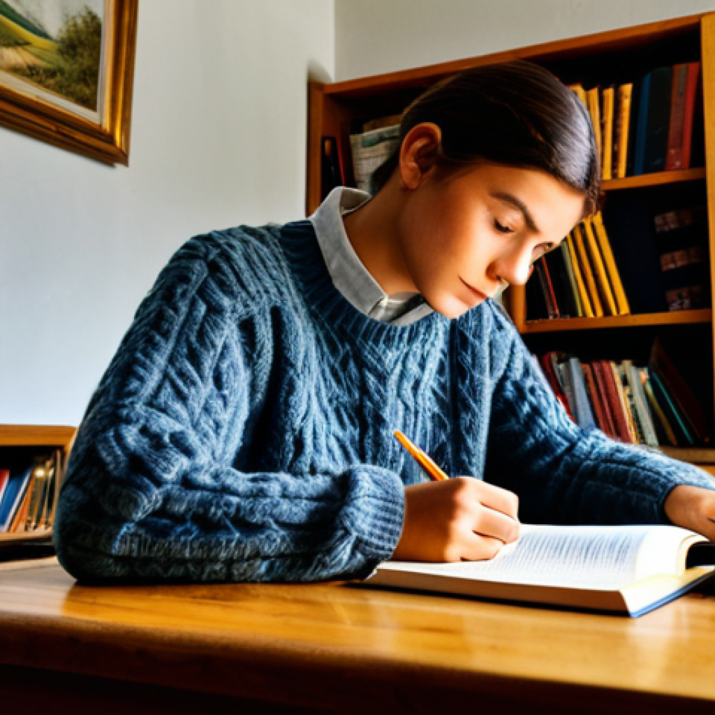 농촌관광지도사 모의시험 활용법 - Study Session**

A student fully clothed in a cozy sweater, sitting at a wooden desk covered in book...