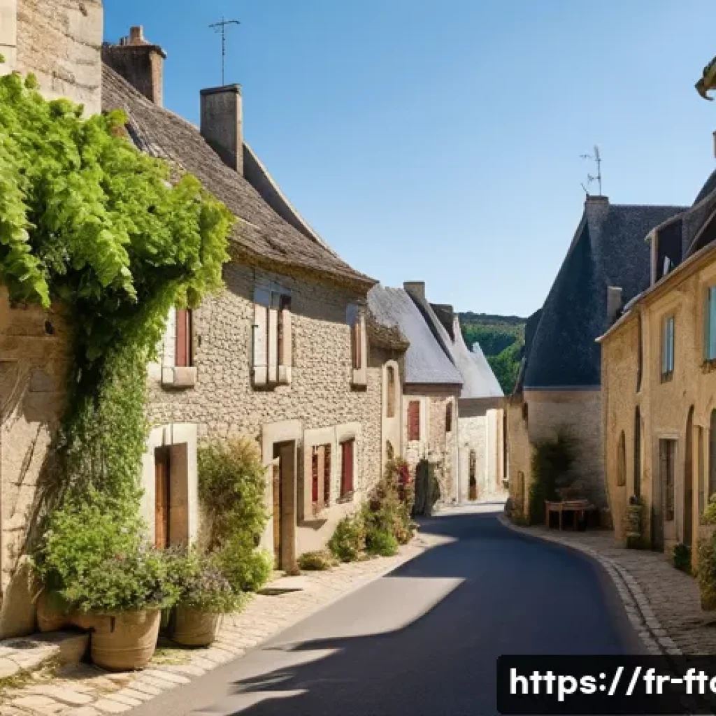 농촌관광지도사와 농업 스타트업 - A picturesque, sunlit village in the Loire Valley, featuring narrow cobblestone streets lined with a...