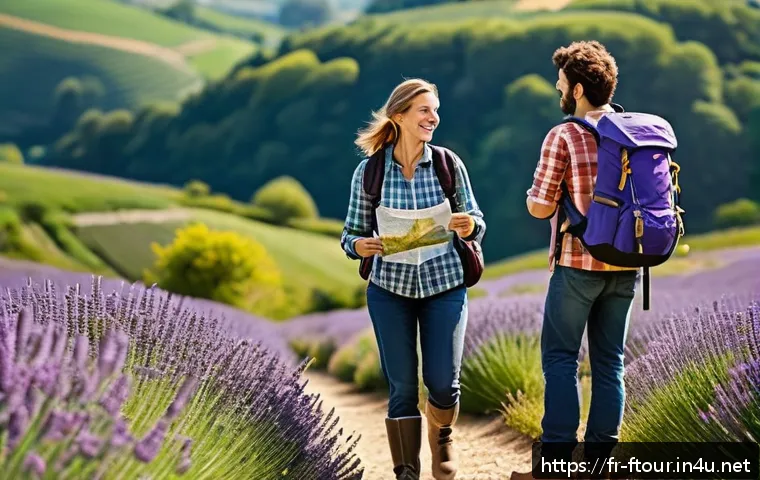농촌관광지도사 지원 동기 작성법 - A warm and inviting rural tourism guide warmly leading a diverse family group along a lush, sunlit f...